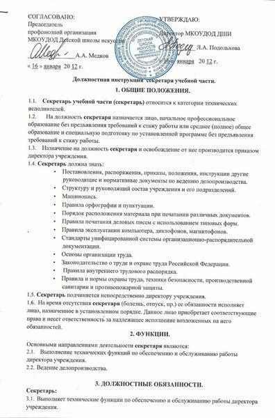 Должностные обязанности работника