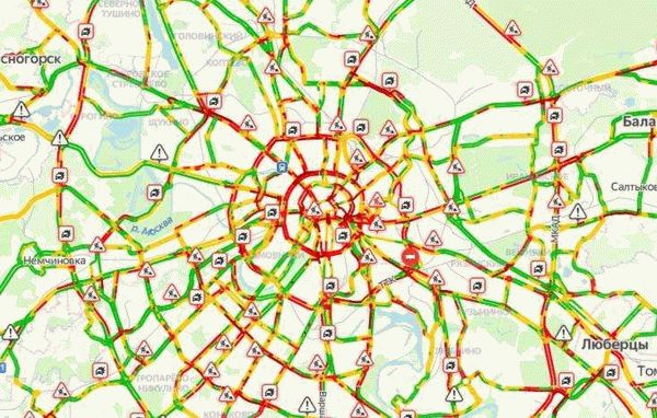 Пробки на дорогах Москвы и Московской области в реальном времени и с прогнозом