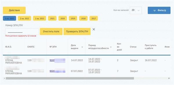 Заполнение электронного листка работодателем