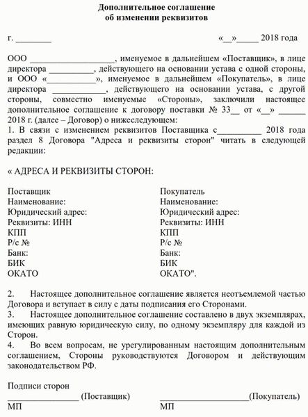 Какие сведения должны быть указаны в письме о смене реквизитов организации