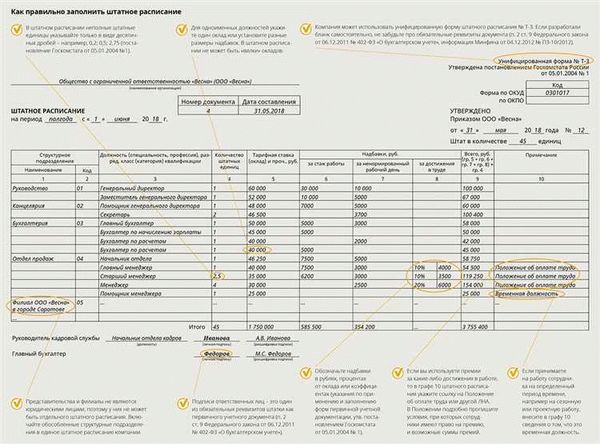 Штатное расписание: правила составления, распространенные ошибки, примеры