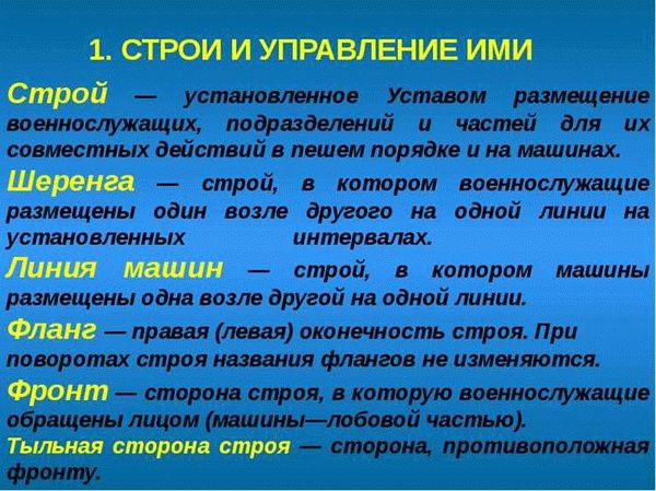 Статьи Строевого Устава: