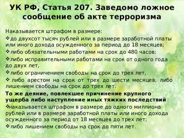 Что такое УК РФ Статья 207?