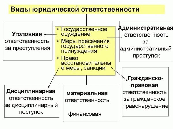 Виды юридической ответственности с примерами